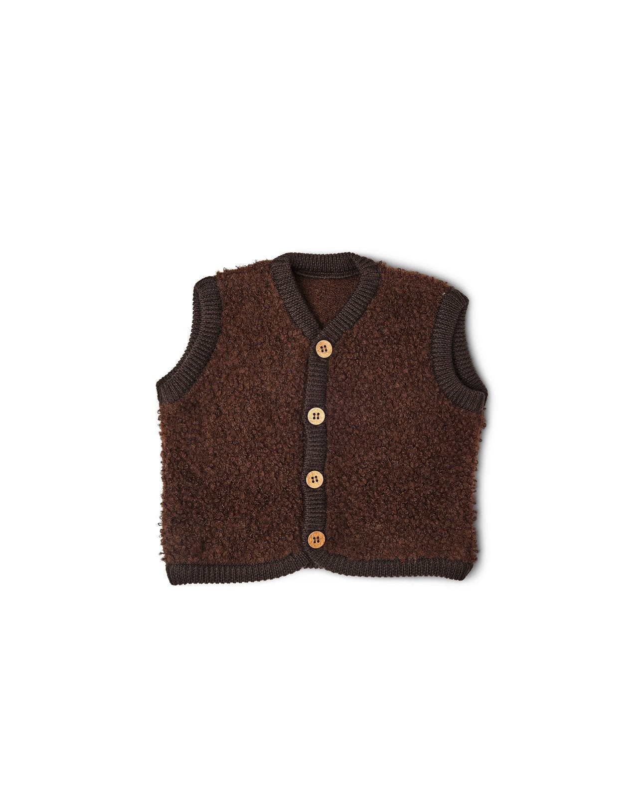 Vest - bouclé merino uld - Brun
