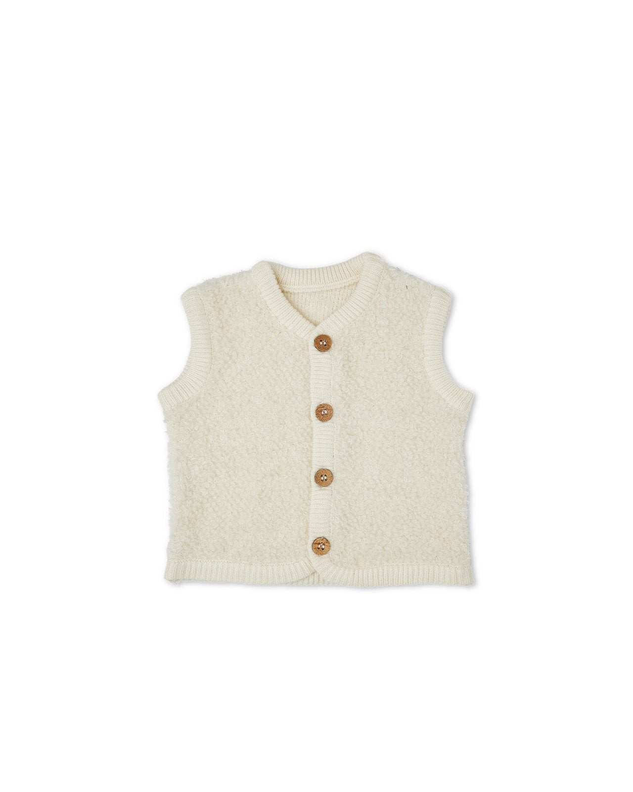 Vest - bouclé merino uld - off white