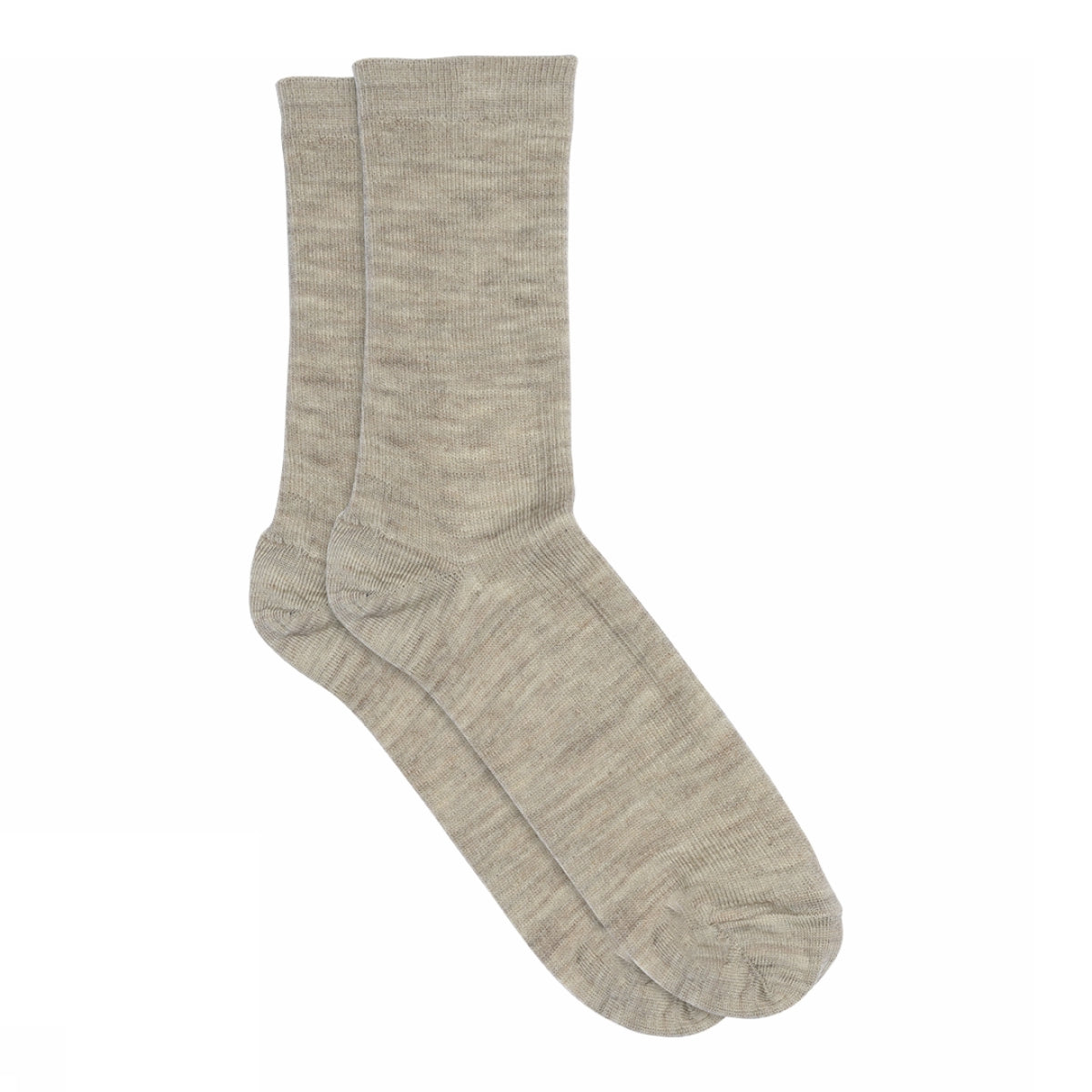 Fine wool rib socks - Light Brown Melange