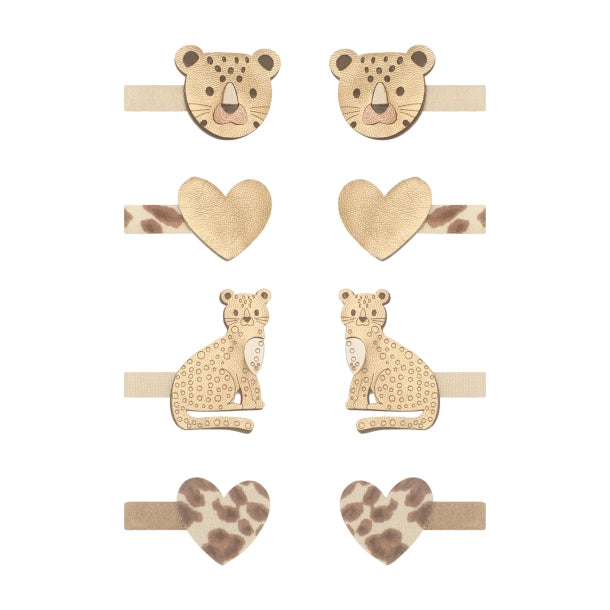 8 hårclips - Mini Larry Leopard