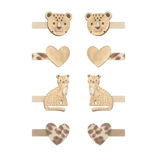 8 hårclips - Mini Larry Leopard