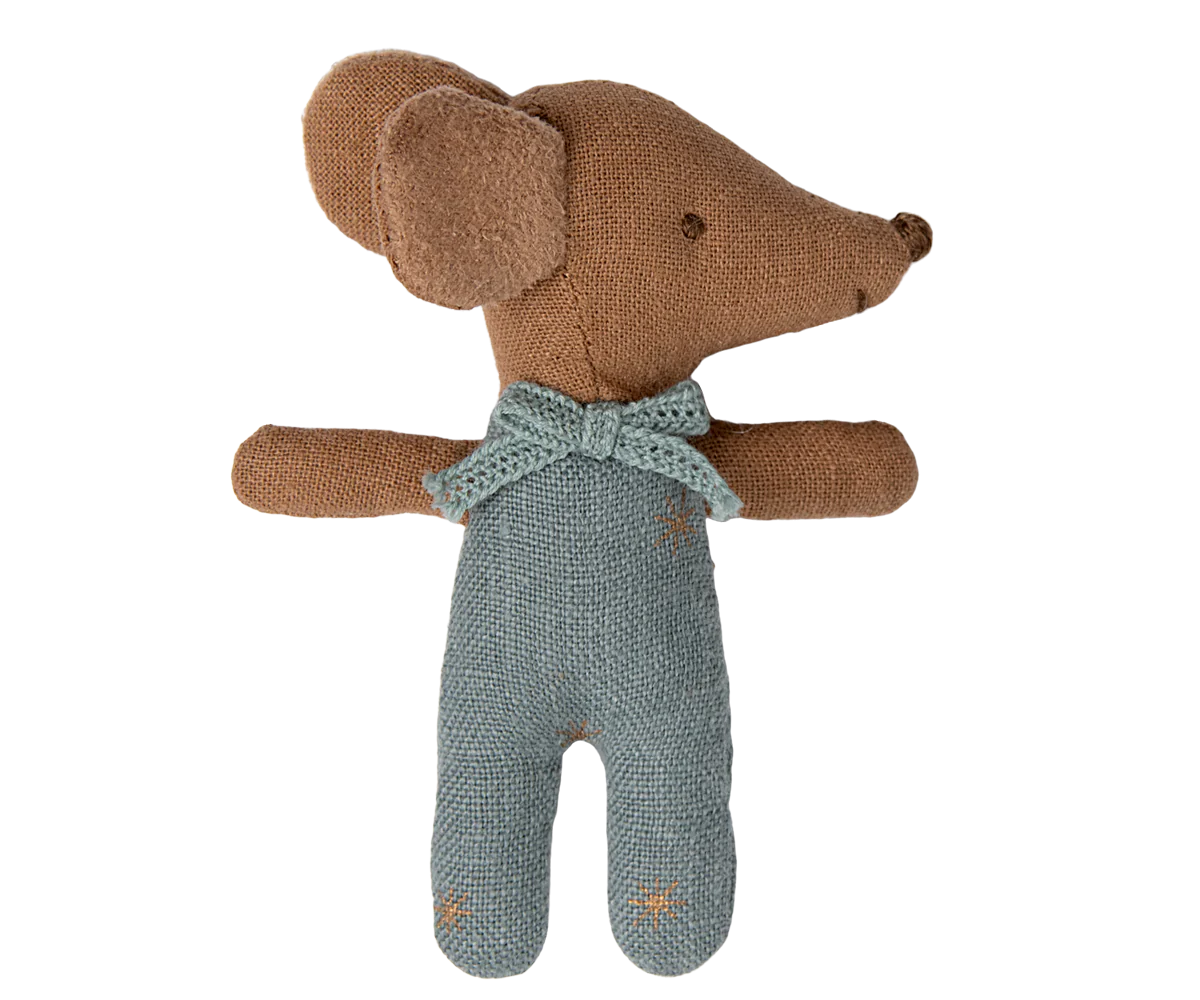 Sove/vågen baby mus i tændstikæske - Blå