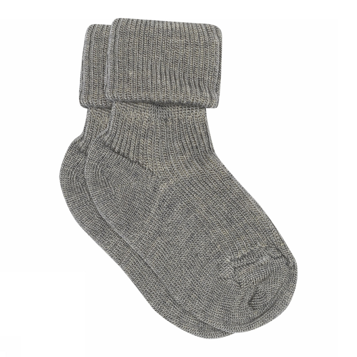 Wool rib baby socks - Grey Melange