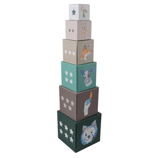 Stabel tårn med dyr og tal