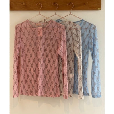 Mesh bluse m mønster - Råhvid