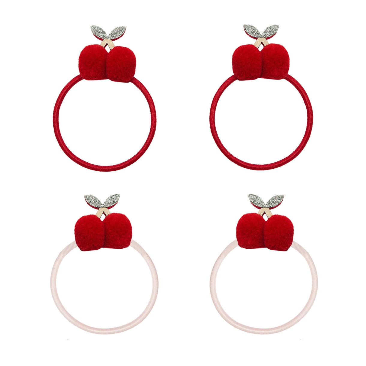 4 hårelastikker - Pom Pom Cherries Mon Cheri - Mimi & Lula