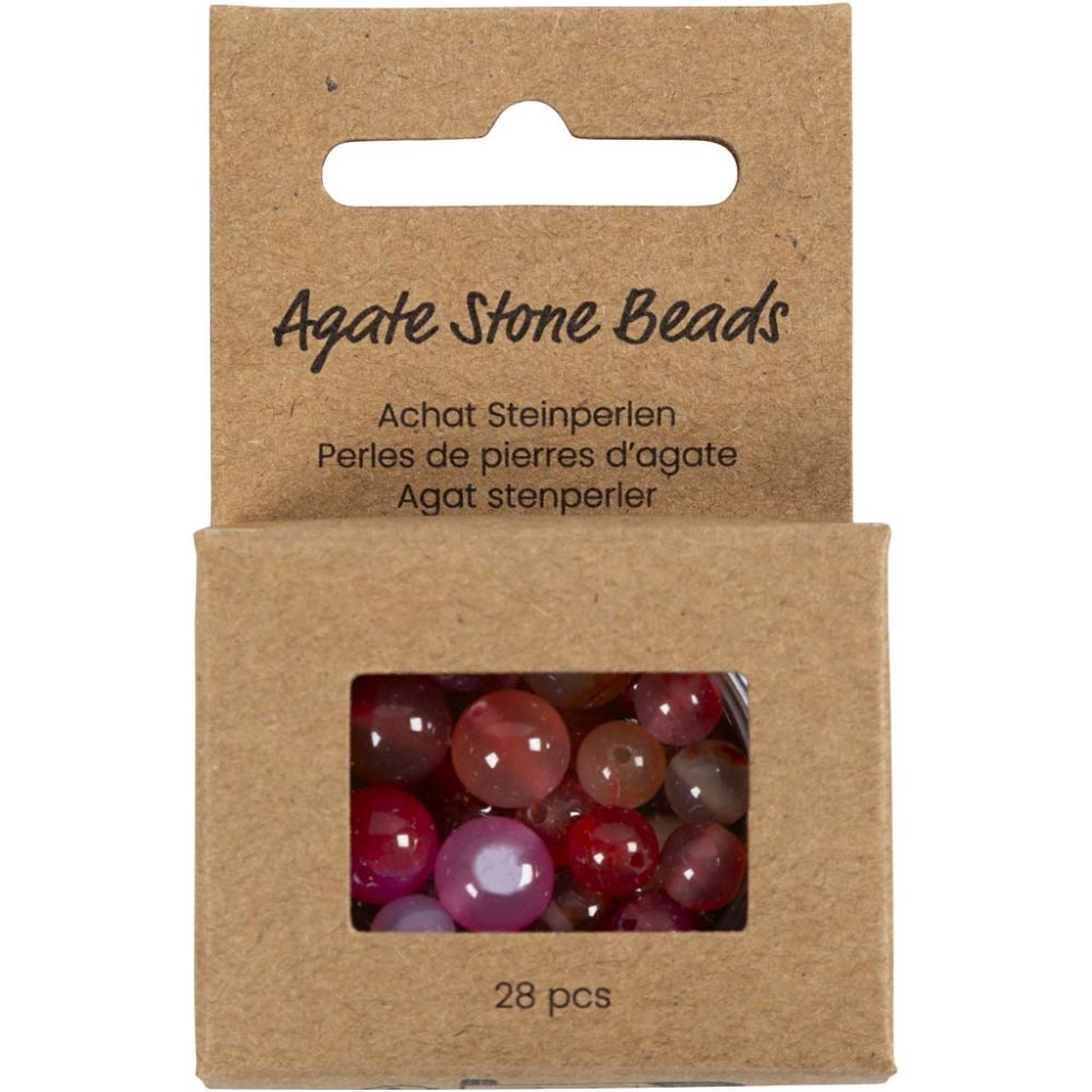 Agat stenperler - Beige, Rosa