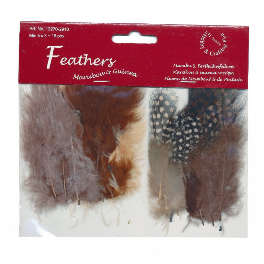 Fjer mix 18stk - brune nuancer