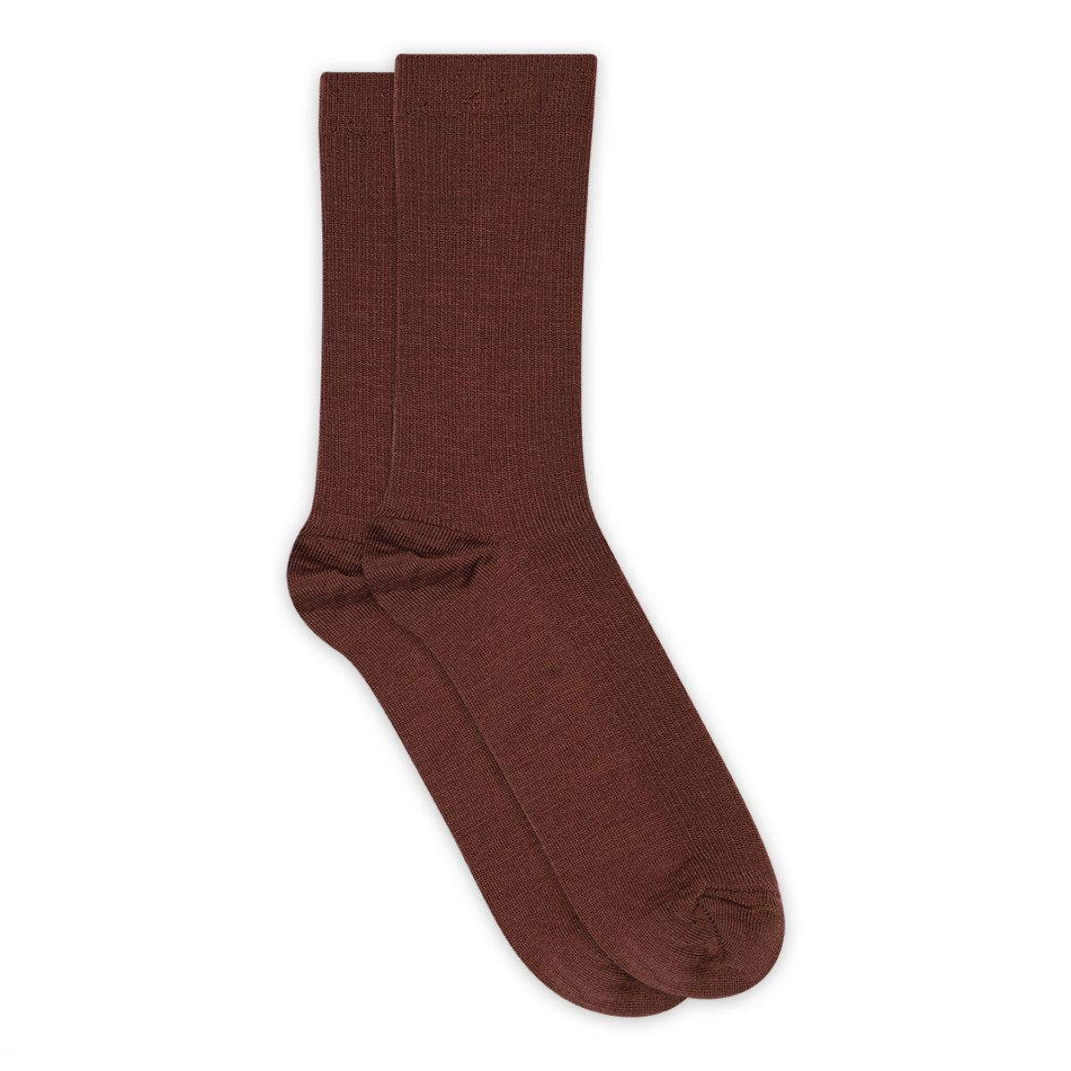 Fine wool rib socks - Dark Brown