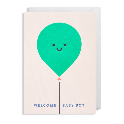 Lyønskningskort m. kuvert - Welcome Baby Boy