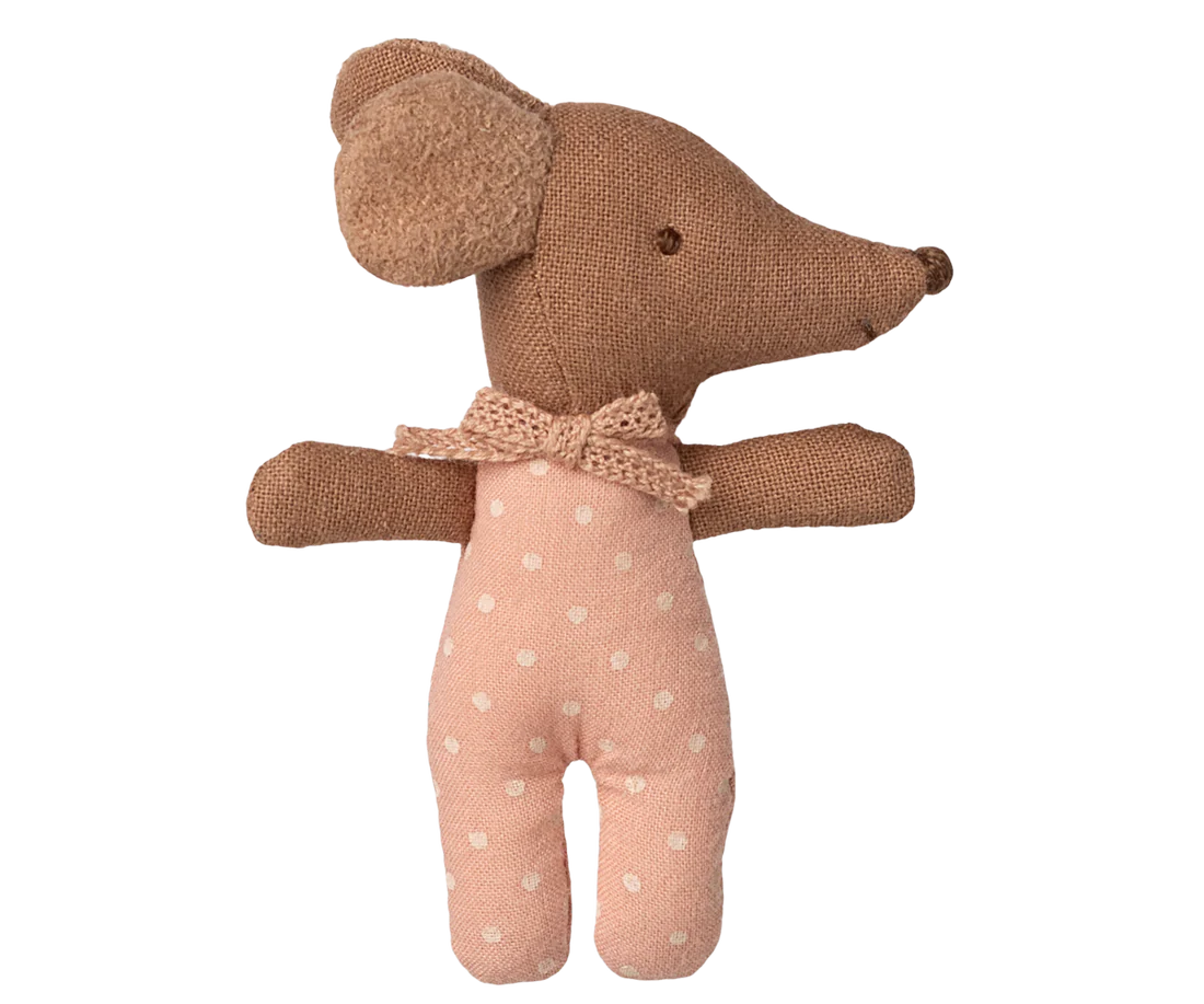 Maileg Sleepy wakey baby mus i tændstikæske - Rosa