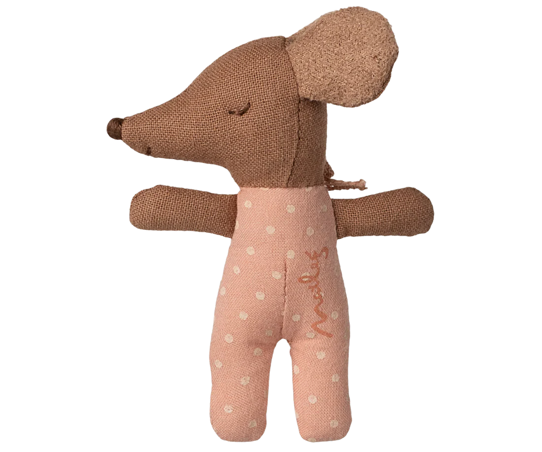 Maileg Sleepy wakey baby mus i tændstikæske - Rosa