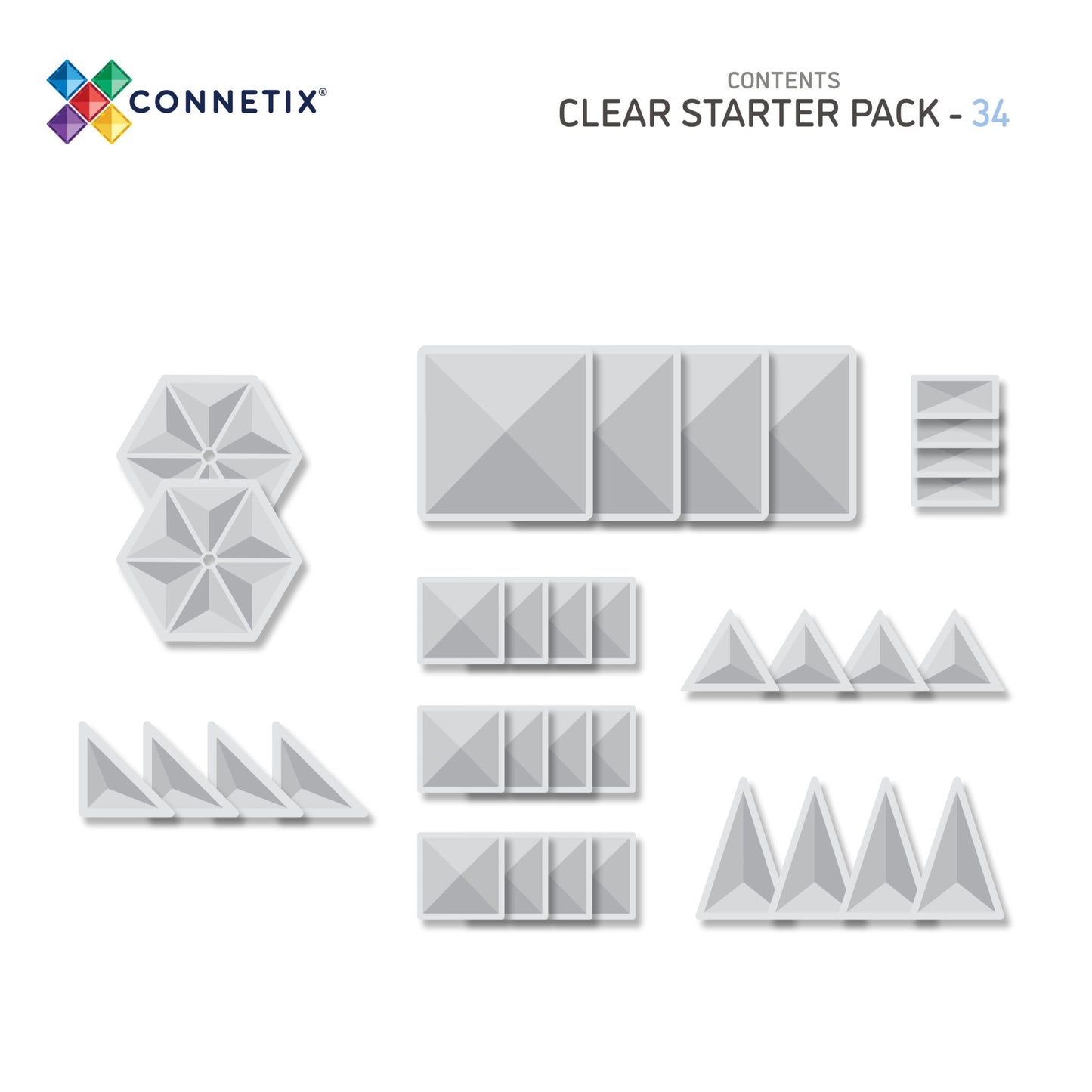Connetix Starter Pack - magnetsæt 34 dele - clear