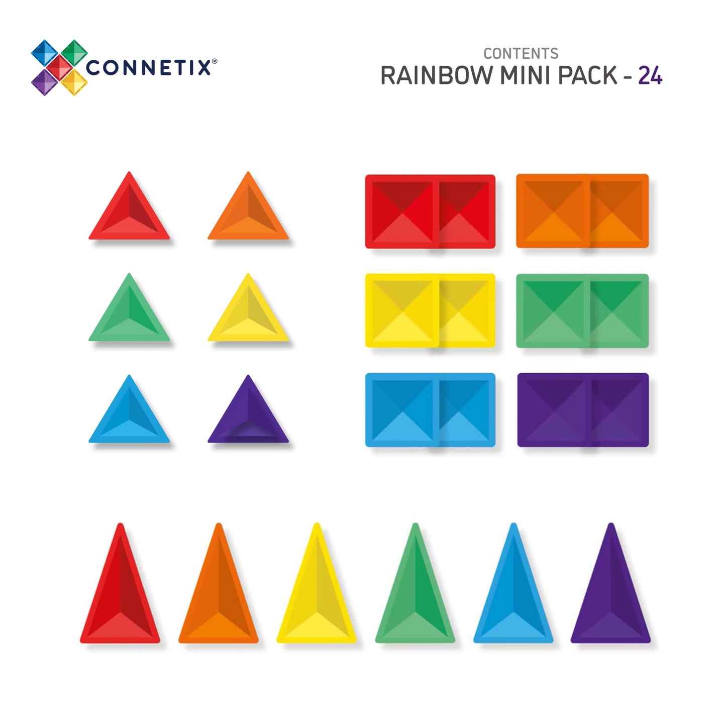 Mini Pack - magnetsæt 24 dele - rainbow