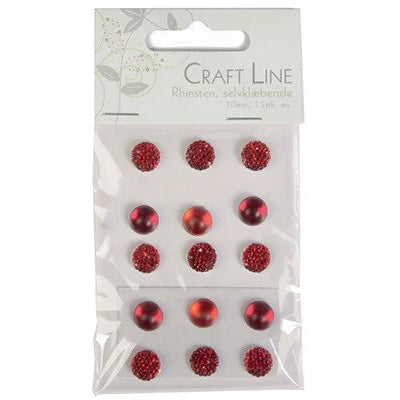 Craft Line Rhinsten selvklæbende 10mm 15stk ass rød