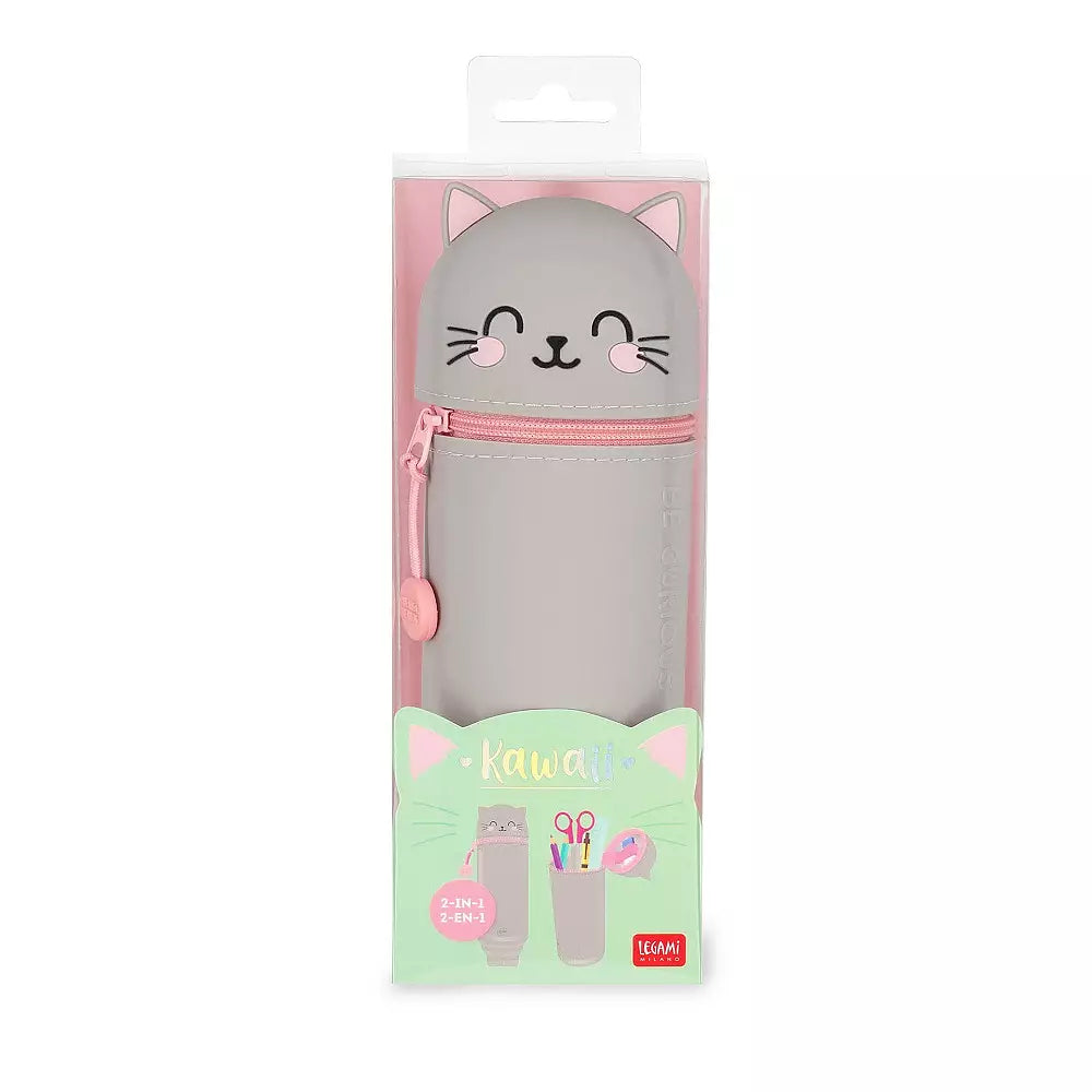 Kawaii Kitty Penalhus i Silikone | 2-i-1 Penalhus & Penneholder