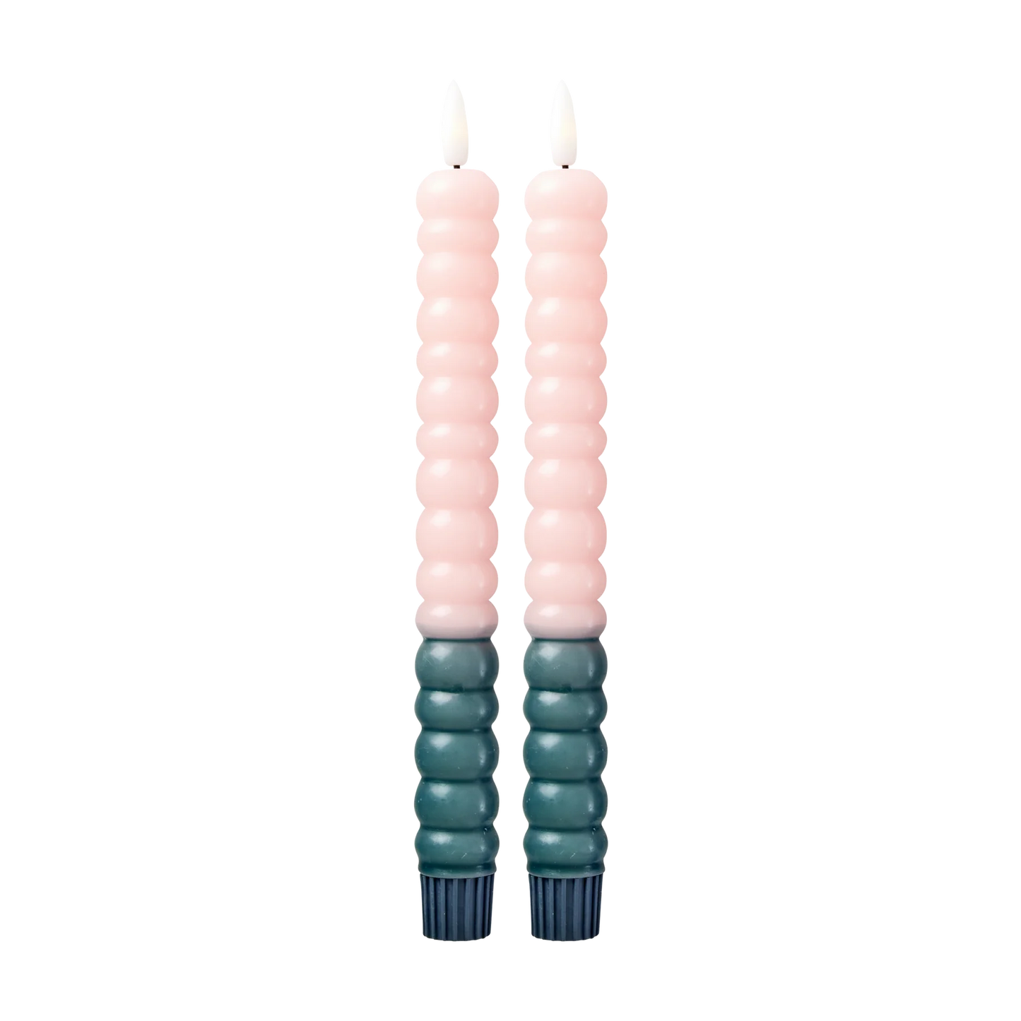 LED Stearinlys - Pink/Grøn - 2-pak
