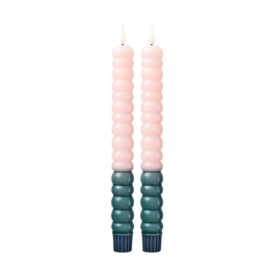 LED Stearinlys - Pink/Grøn - 2-pak