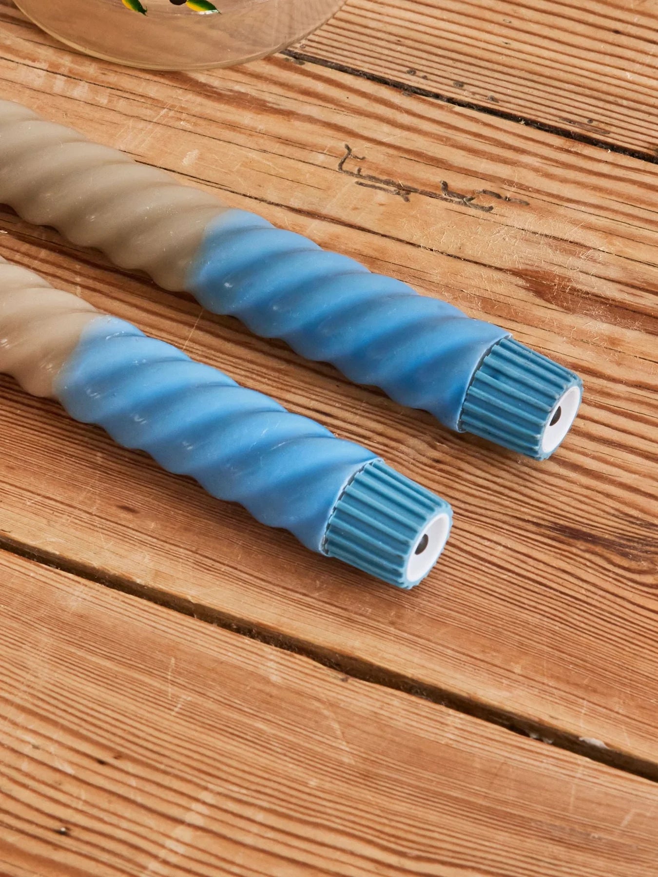 LED Stearinlys - Sand/ Blå - 2-pak