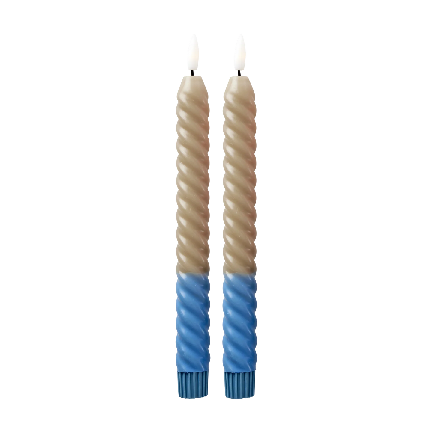 LED Stearinlys - Sand/ Blå - 2-pak