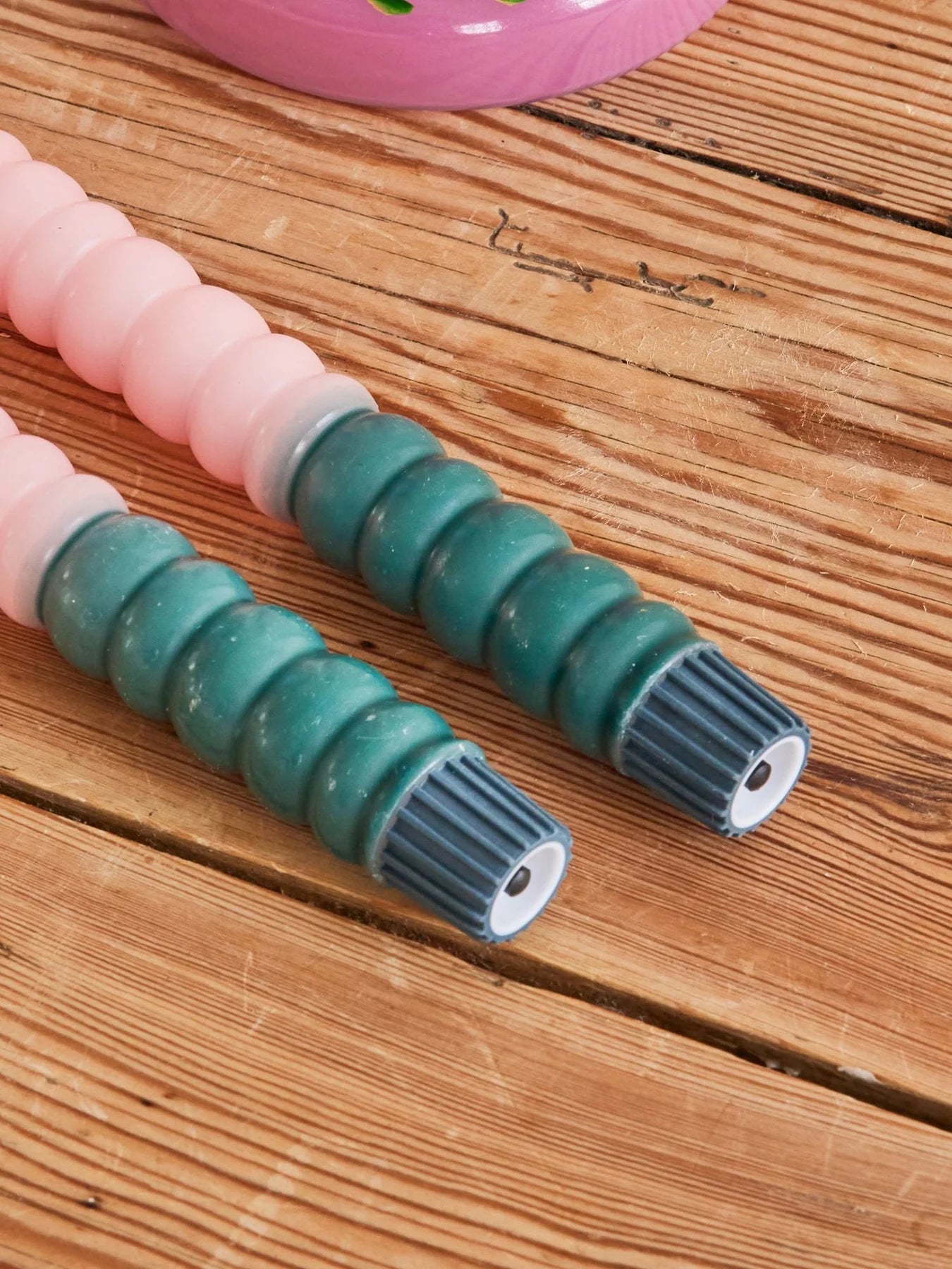 LED Stearinlys - Pink/Grøn - 2-pak
