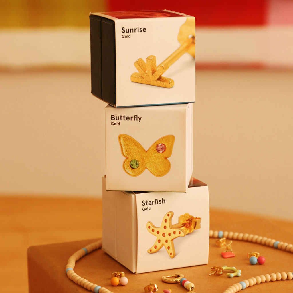 Ørestik - Butterfly earring - Gold