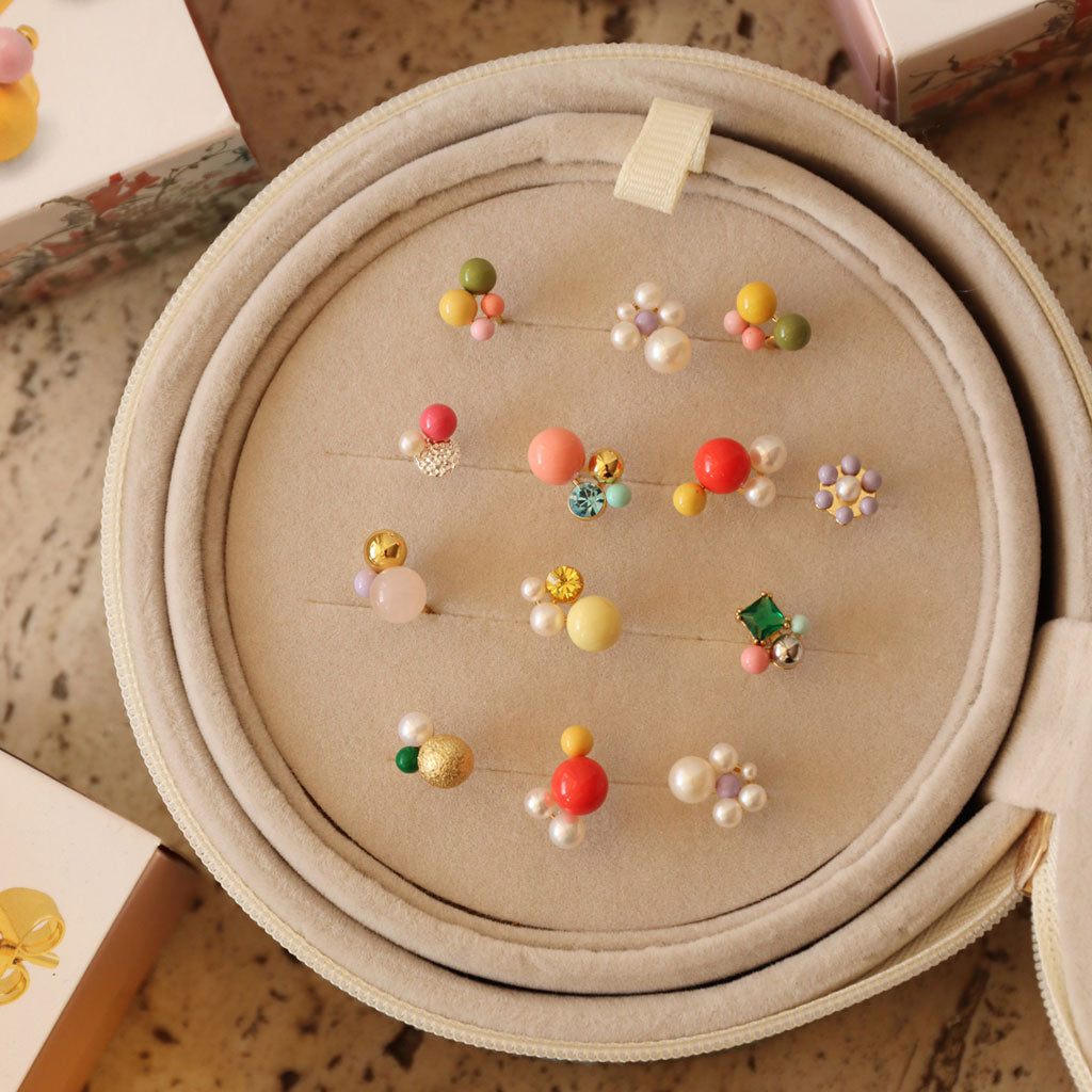 Ørestik - Bouquet Rose Quartz earring - Gold