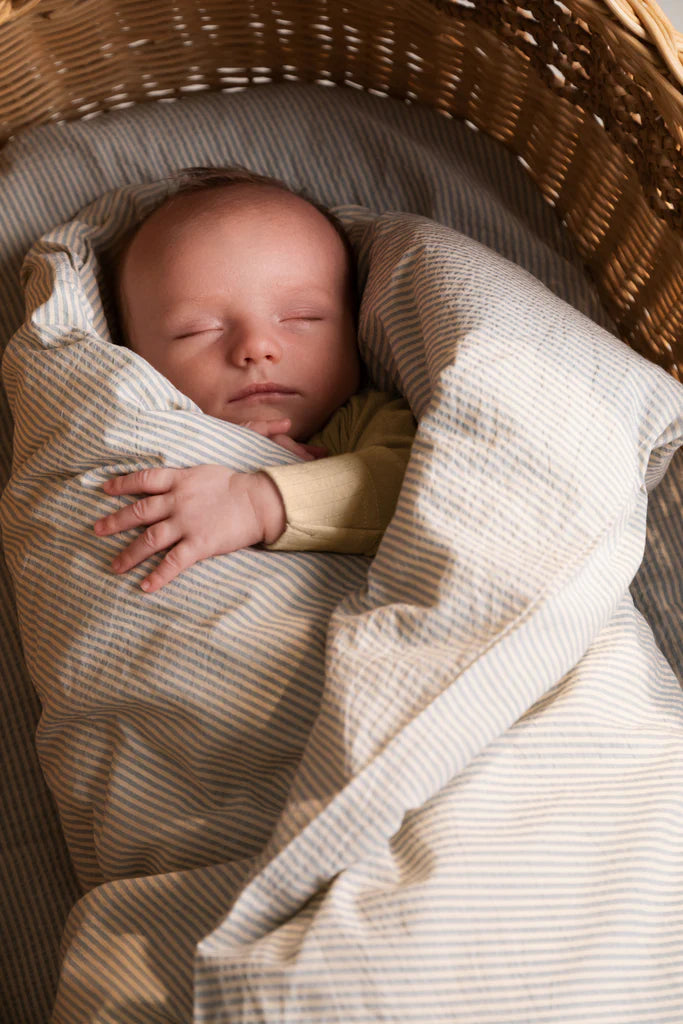 Marmar Bed Linen Baby, Sengetøj - Blue Stone Stripe
