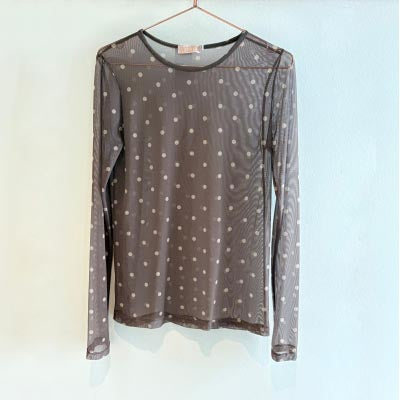 Mesh bluse m prikker - Brun