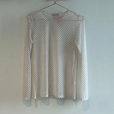 Mesh bluse m små prikker - Råhvid