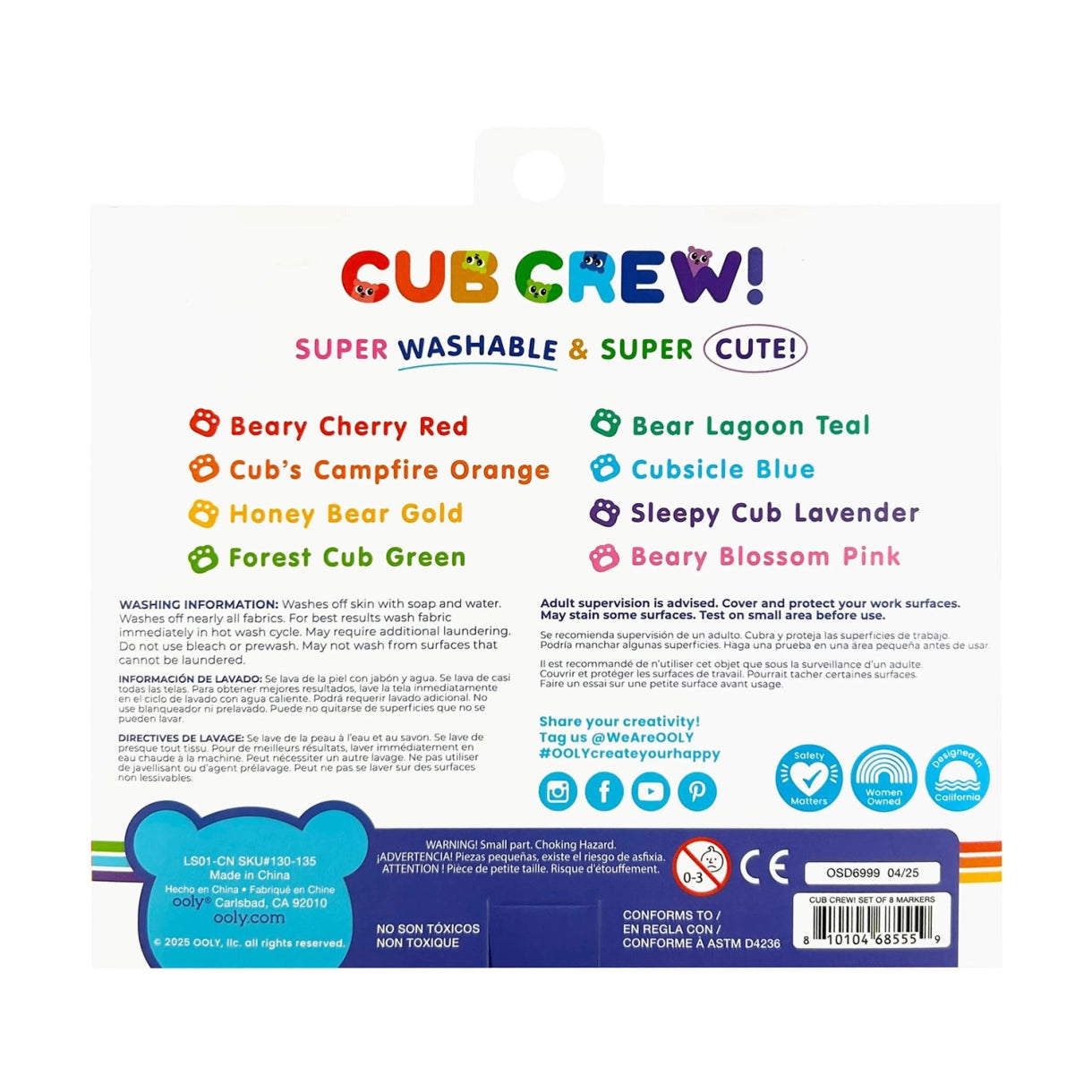 OOLY - Afvaskelige tusser 8 stk - Cub Crew