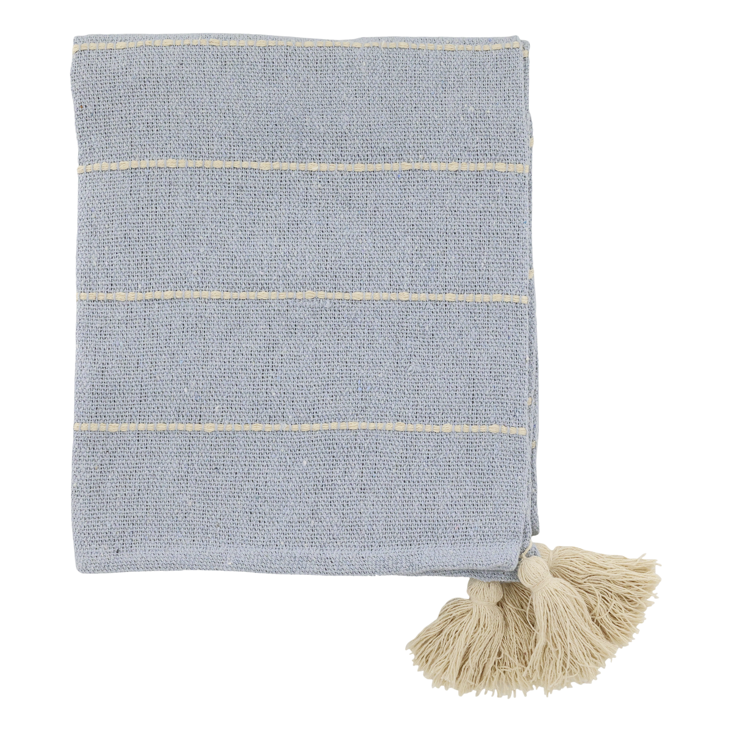 Plaid med kvaster - Sky Blue