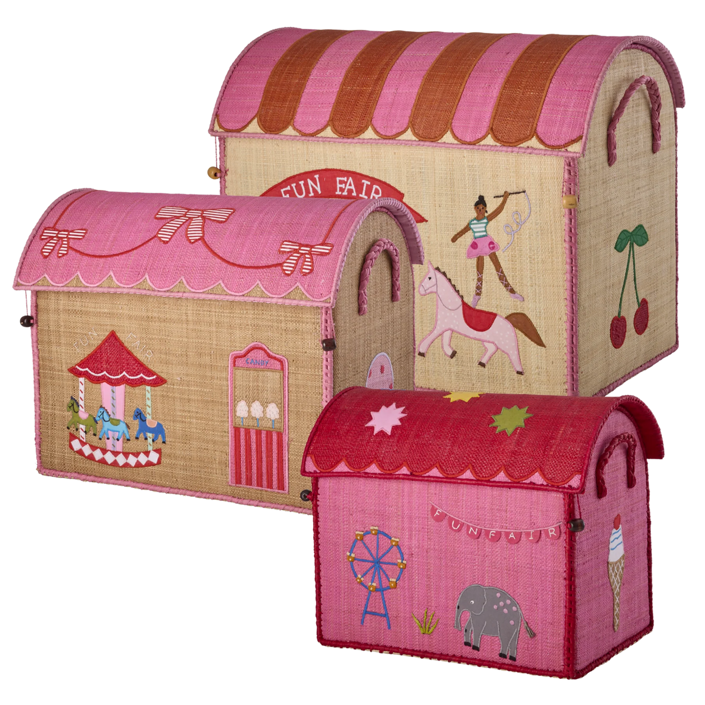 Raffia Opbevaringshus - Pink - Fun Fair Theme