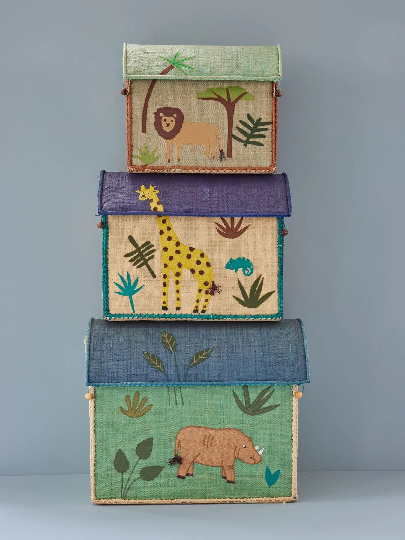 Raffia Opbevaringshus - Multifarvet - Jungle Theme
