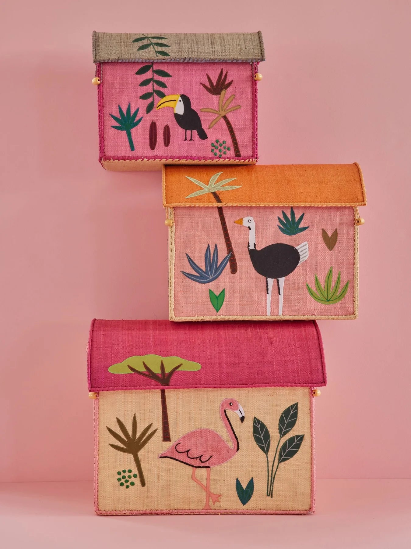 Raffia Opbevaringshus - Multifarvet - Jungle Theme
