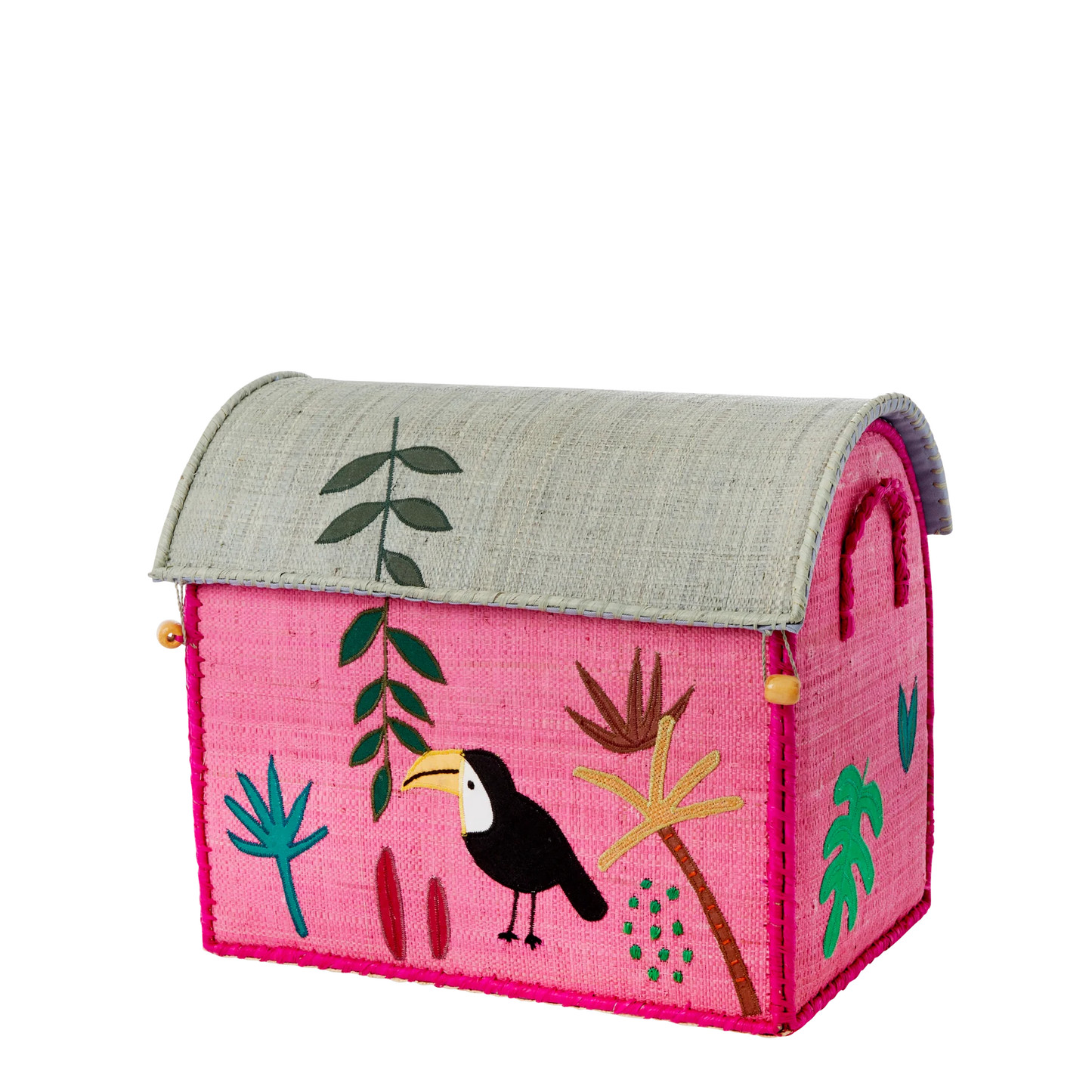 Raffia Opbevaringshus - Multifarvet - Jungle Theme