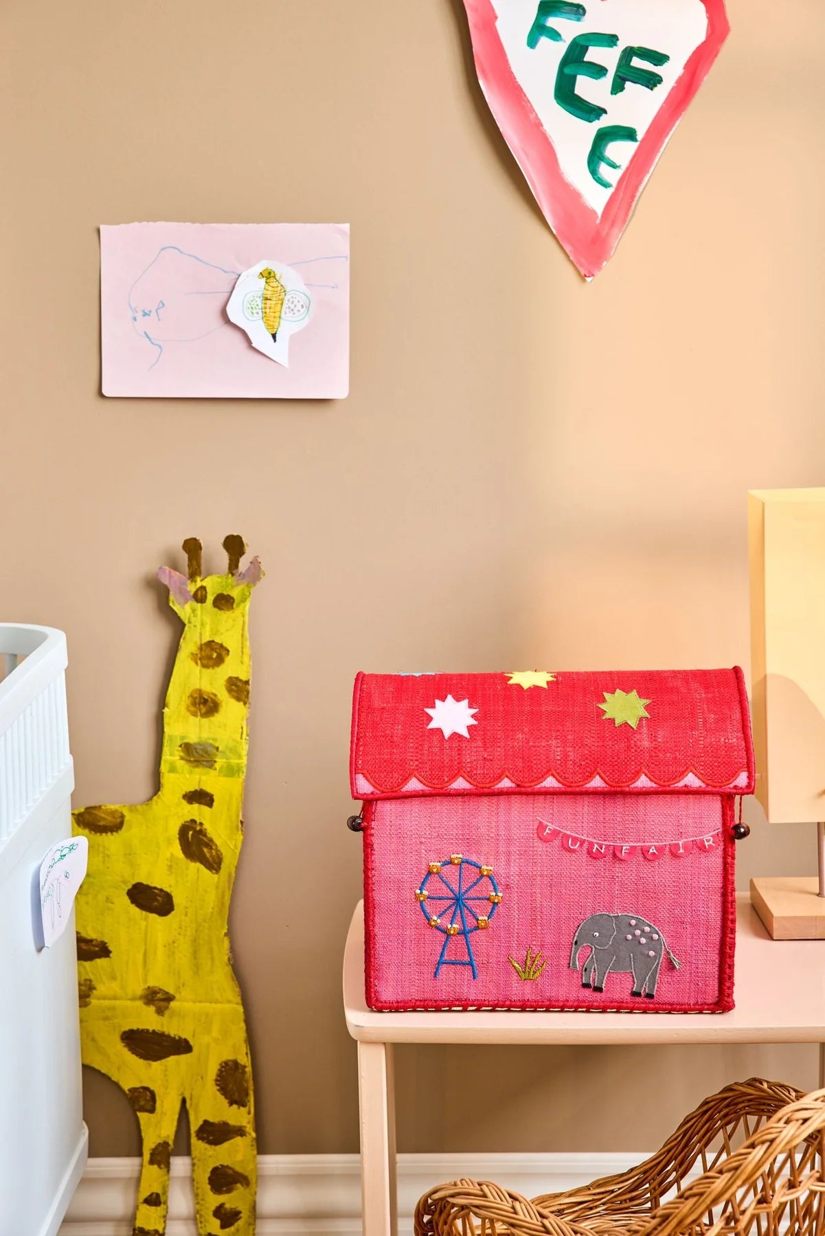 Raffia Opbevaringshus - Pink - Fun Fair Theme