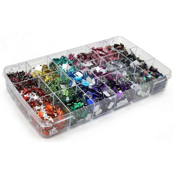 Rhinsten i æske ass. former og farver