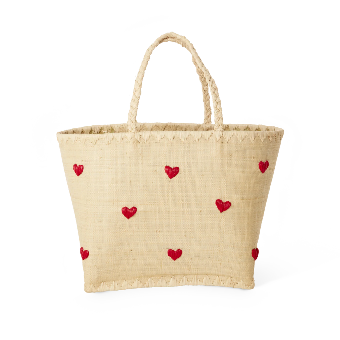 Lille Raffia Taske - Natur - Hjerter