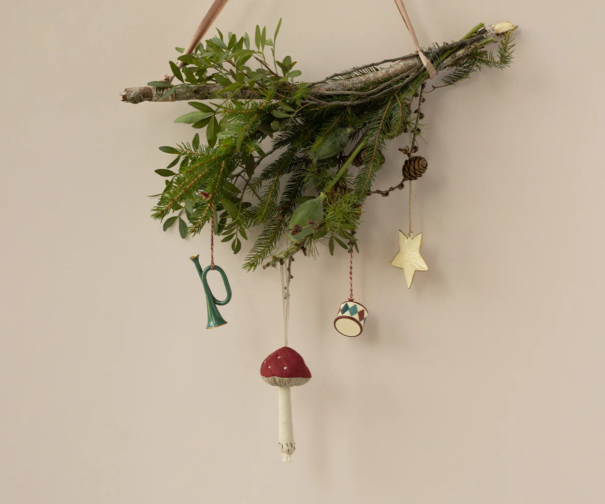 Maileg Stof ornament - Svampe ophæng, Rød