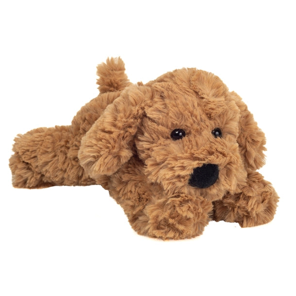 Liggende hund, beige 20 cm
