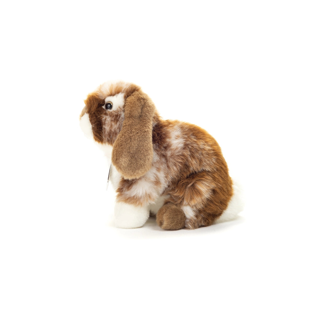 Siddende kanin bamse - hvid-mørkebrun 20 cm