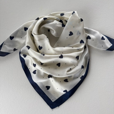 Tørklæde - Hjerter - Navy