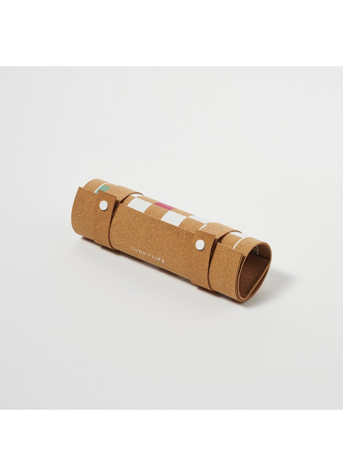 Backgammon og Dam - Wooden & Cork Roll-Up Game Majorelle