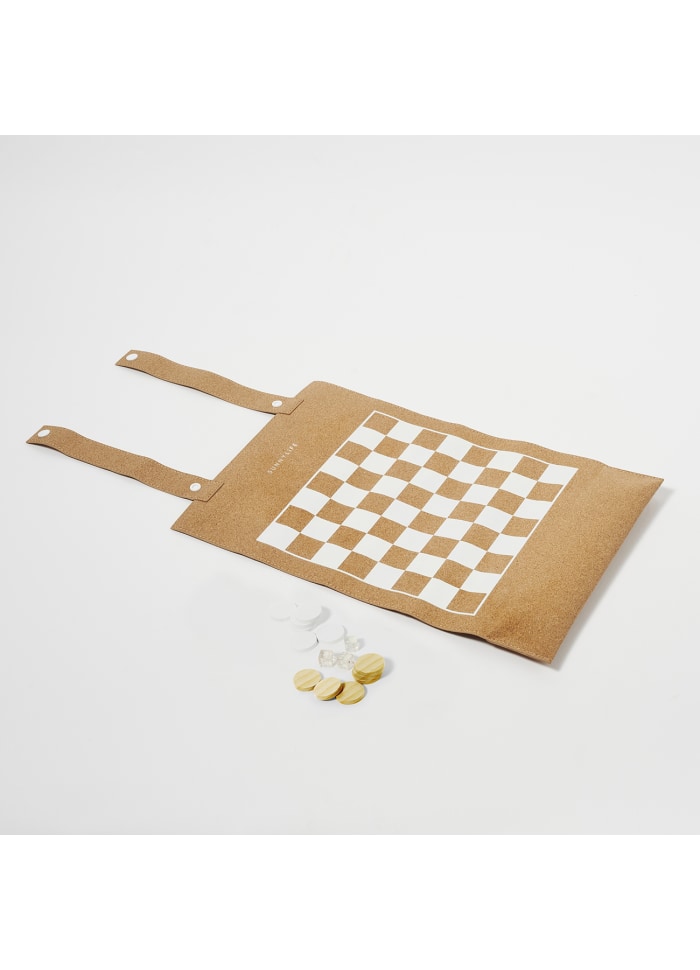 Wooden and Cork Roll-Up Game Monochrome