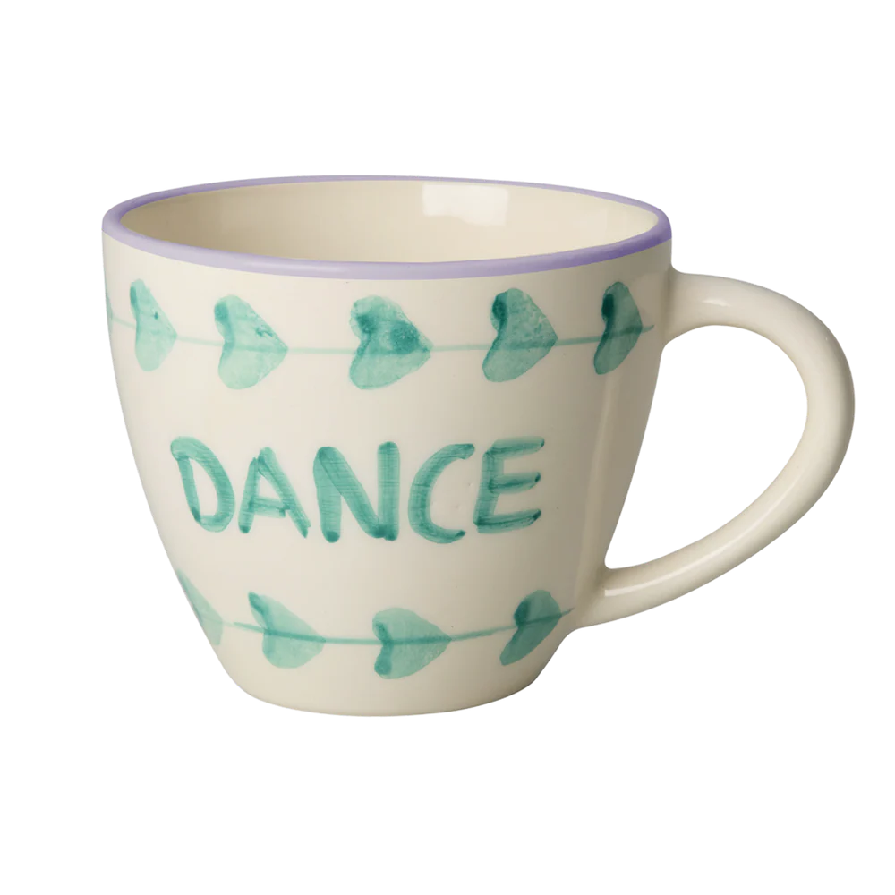 Rice Stor Keramik Kop - Off White - Hand-painted DANCE