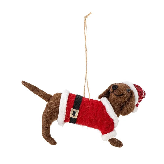 Monty Julehund m juletøj -  ophæng - uld