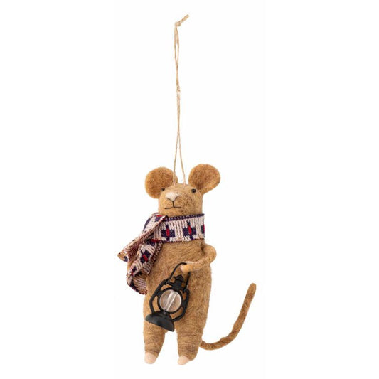 Peo  Julemus med lygte Ornament - Brun Uld