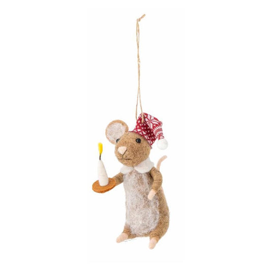 Peo  Julemus med lys Ornament - Brun Uld