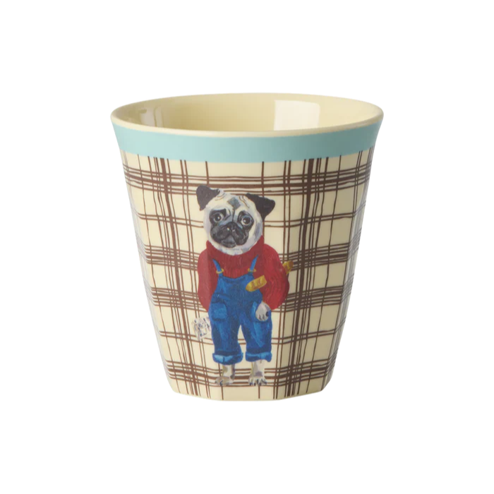 Rice Melamine Kids Cup with Natalie Lété Print - Lyseblå Mops 160ml
